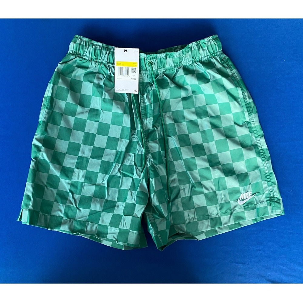Nike Mens Woven Flow Shorts Green Checkerboard Size Small NWT